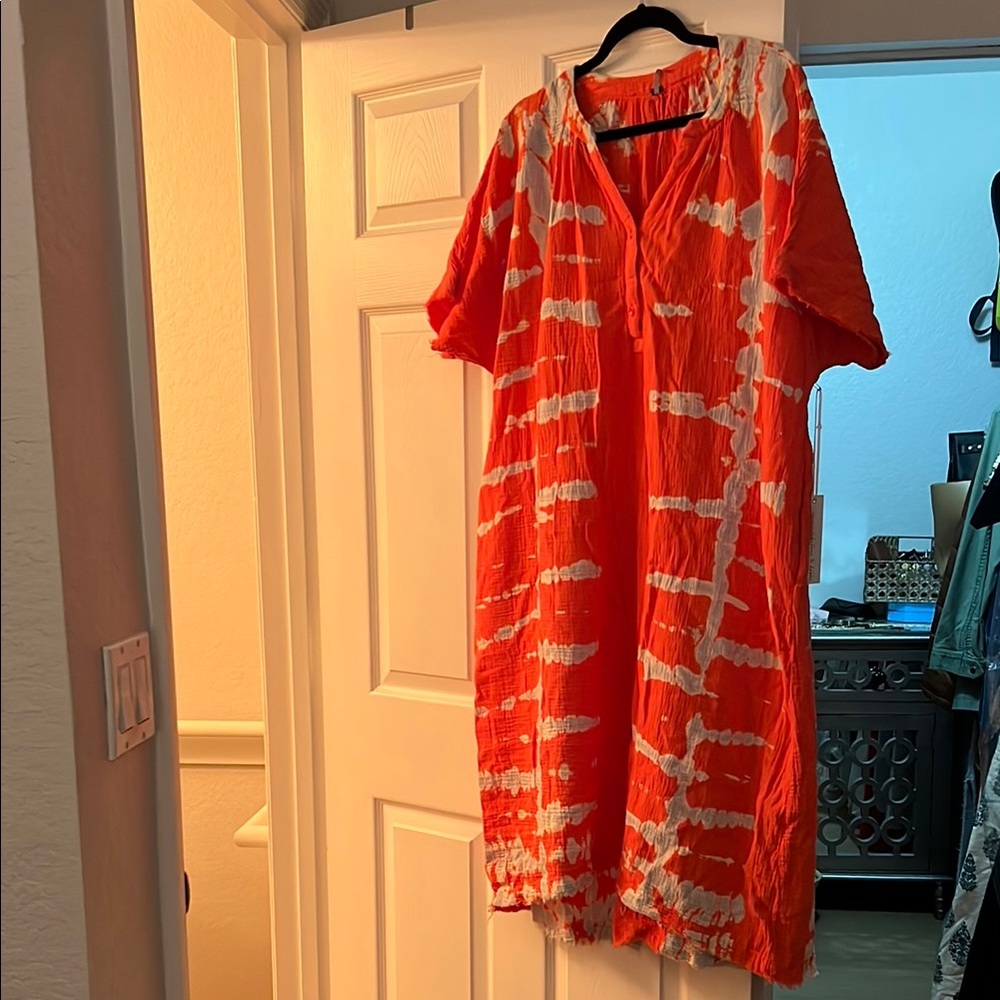 Young Fabulous and Broke Vibrant Orange Tie-Dye Dress